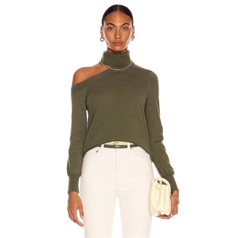L'Agence Easton One Shoulder Sweater New with Tags Size Large Dark Green - Picture 3 of 16